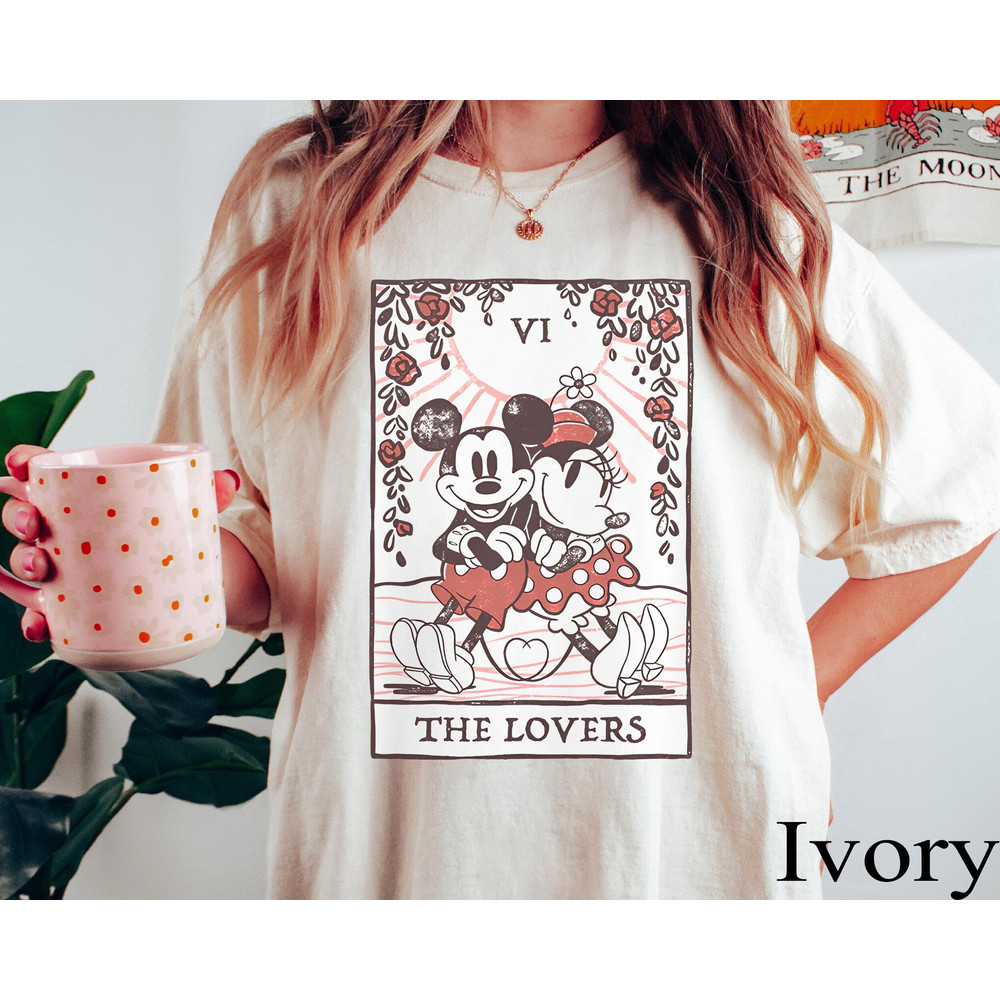 Retro Mickey and Minnie Mouse Tarot Card The Lovers Comfort Colors Shirt, Disney Couple Matching T-shirt, Gift For Him Her, Disneyland Trip.jpg