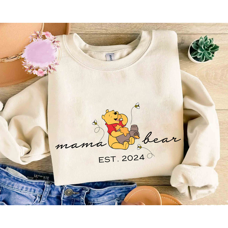 Personalized Disney Winnie The Pooh Mama Bear T-shirt, Pooh Bear and Honey Pot Tee, Custom Mother's Day Gift Ideas, Custom Mama Pooh Shirt.jpg