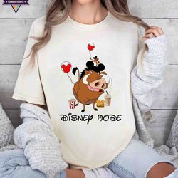 pumbaa and timon with mickey balloon disney mode cute t-shirt, vintage