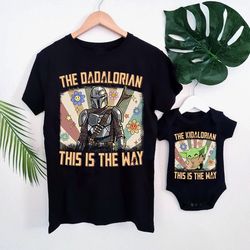vintage the dadalorian the kidalorian father day shirt, dadalorian and the child shirt, this is the way shirt