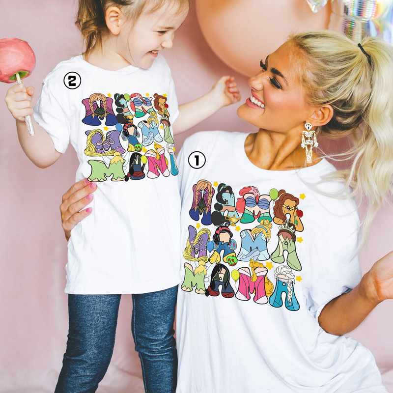 Disneyland Princess Mama and Mini Shirt Belle Ariel Princess Mother Day Shirt Disneyland Mom Shirt Gift For Mom Mommy And Me Shirt.jpg