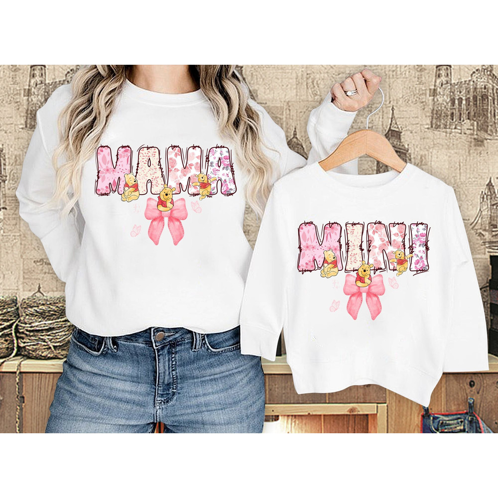 Winnie The Pooh Coquette Shirt Pooh Mother And Daughter Shirt  Disneyland Mama And Mini Coquette Shirt  Mother Day Shirt.jpg