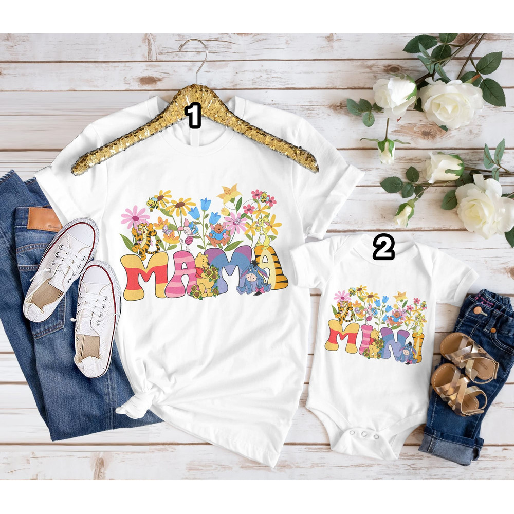 Winnie the pooh Mama Mini Mother Day Shirt Pooh Bear Mommy and Me Shirt, New Mom Shirt Disneyland Mother and Daughter Gift For Mom.jpg