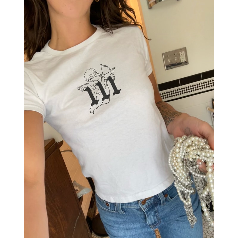 111 Angel Number Baby Tee for Women Trendy Top Y2K Aesthetic Y2K Streetwear Witchy Hoodie 111 Angel Numbers Mystical.jpg