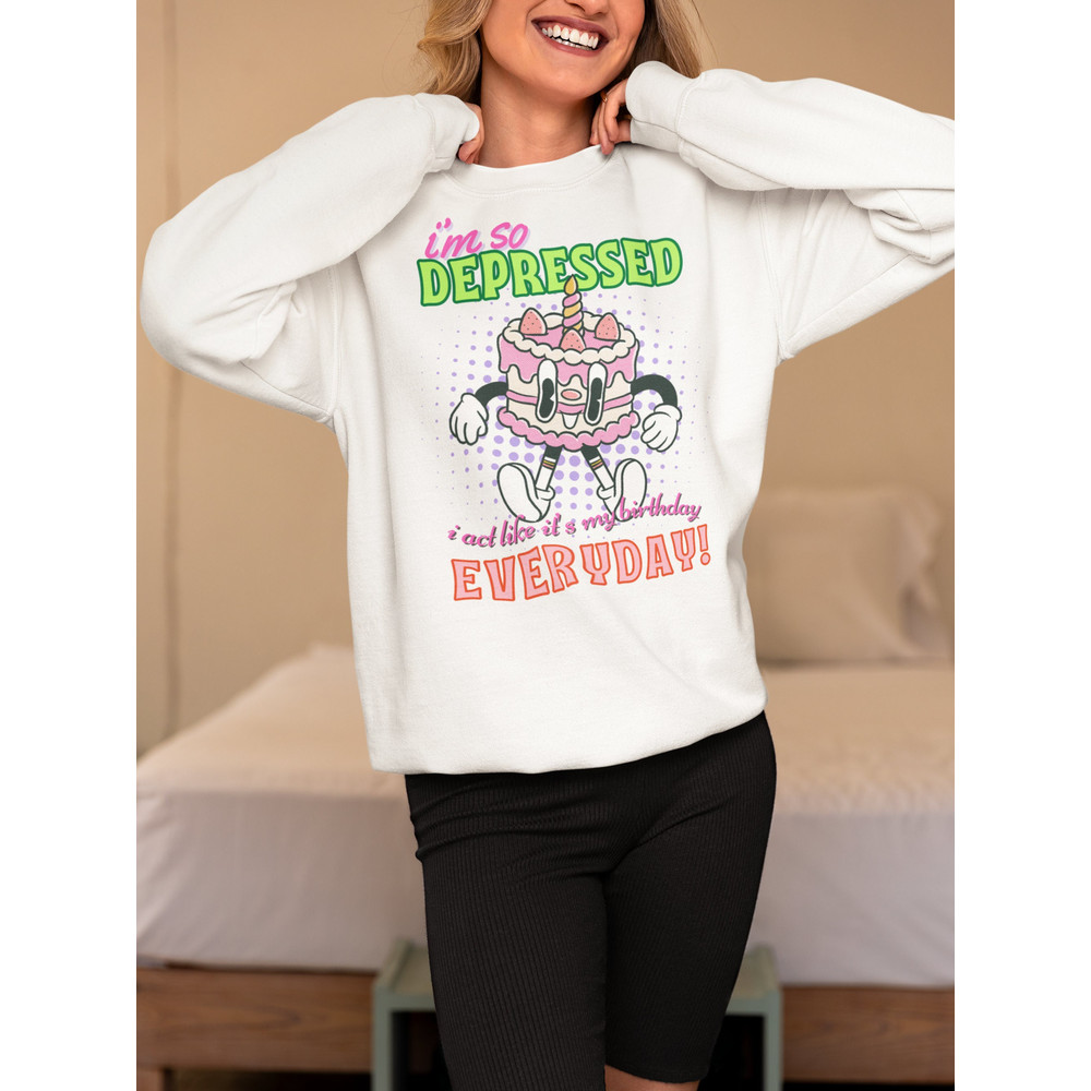 Tortured Poets Retro Sweatshirt, I'm So Depressed I Act Like It's My Birthday Shirt, I Can Do It With A Broken Heart Crewneck, Gift Idea.jpg