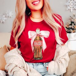 classic coke pink bow shirt, regular coca cola short sleeve, cola lover, i need a coke, funny shirt,coke lover blouse