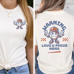 baseball nana shirt, baseball shirt, baseball shirt, front and back, baseball grandma shirt, gift for nana shirt