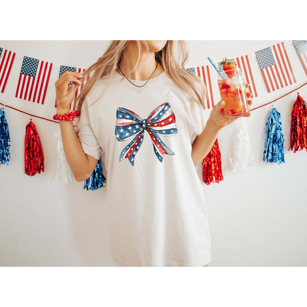 Coquette 4th of July Bows Shirt, American Flag Shirt, USA Shirt, Patriotic Shirt, Coquette Bow Shirt, Fourth of July Shirt with Bow.jpg
