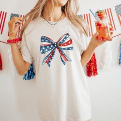 coquette 4th of july bows shirt, american flag shirt, usa shirt, patriotic shirt, coquette bow shirt, fourth of july