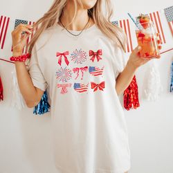 coquette 4th of july shirt, 4th of july bows shirt, american flag shirt, usa shirt, patriotic shirt, coquette bow shirt