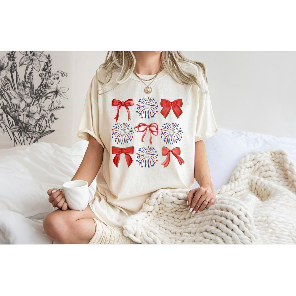 Coquette 4th of July Shirt, American Flag Shirt, USA T shirt, Women's Shirt, Retro 4th of July Shirt, Trendy Summer Shirts, Coquette Bow Tee 1.jpg
