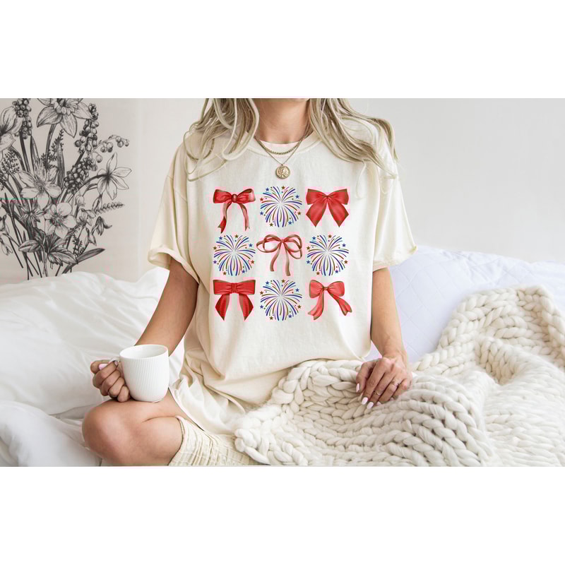 Coquette 4th of July Shirt, American Flag Shirt, USA T shirt, Women's Shirt, Retro 4th of July Shirt, Trendy Summer Shirts, Coquette Bow Tee 1.jpg