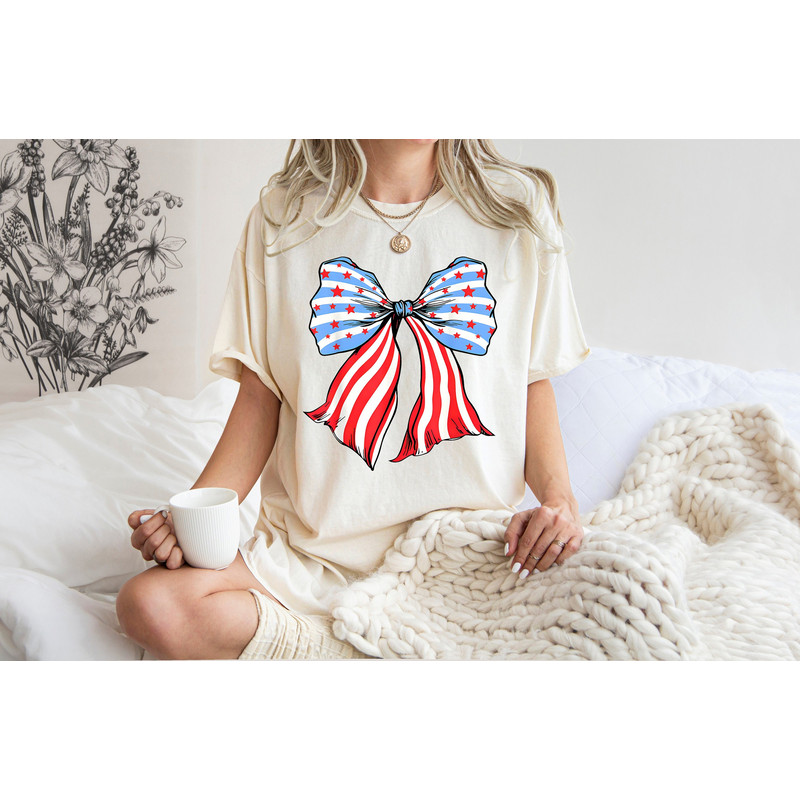Coquette 4th of July Shirt, American Flag Shirt, USA Tshirt, Retro 4th of July Shirt, Trendy Summer Shirt, Coquette Bow Tee, Patriotic Shirt.jpg