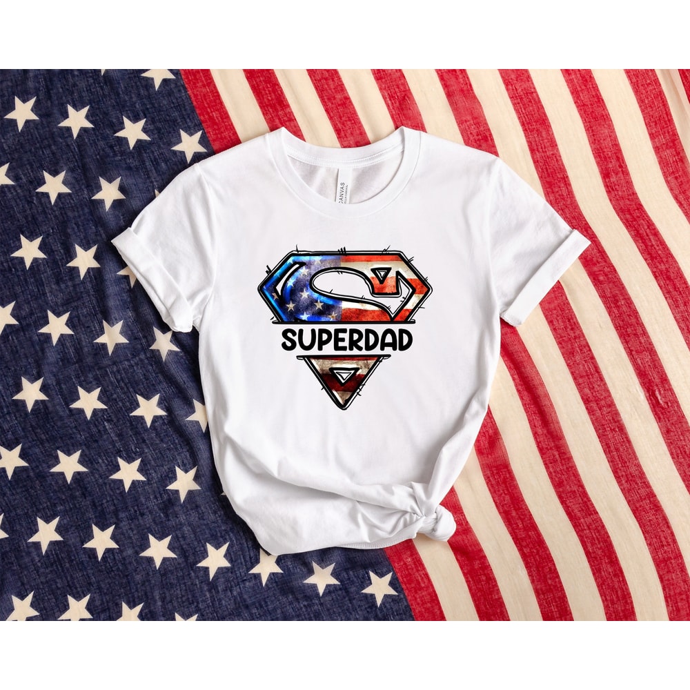 Superhero Dad Shirt, Super Dad T-Shirt, American Flag Design, Patriotic Dad Gift, Father's Day Gift, Cool Dad Tee, Grandpa, Stepdad Shirt.jpg
