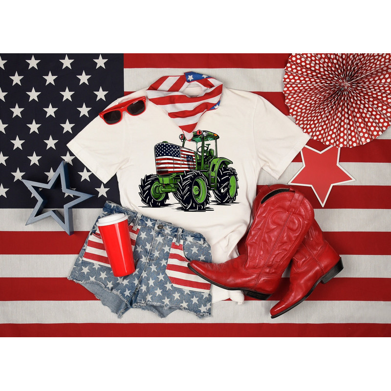 USA Flag Tractor Shirt, Usa Flag Shirt, American Farmer Shirt, Support Local Farmer, Patriotic Shirt, Agriculture Shirt, Cottagecore Shirt.jpg