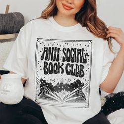 anti social book club shirt, bookish merch booktrovert book lover book worm tarot card illustrated t-shirt