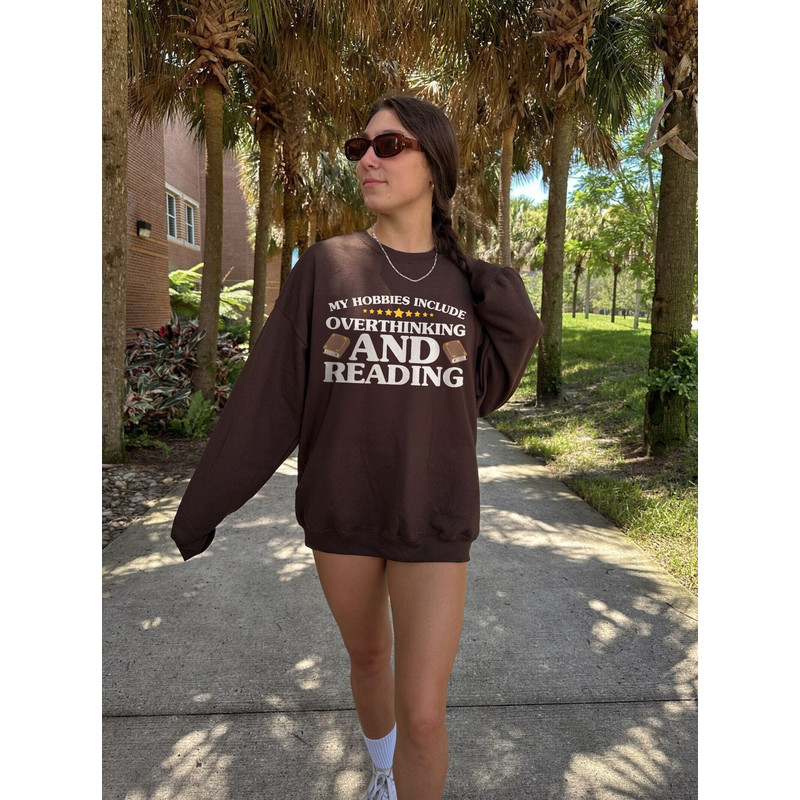 Overthinking Reader Sweatshirt  Anxiety Hoodie Overthinker Bookish Mental Health, Book Club Reading Bookish Hoodie Anxious Book Lover Shirt.jpg