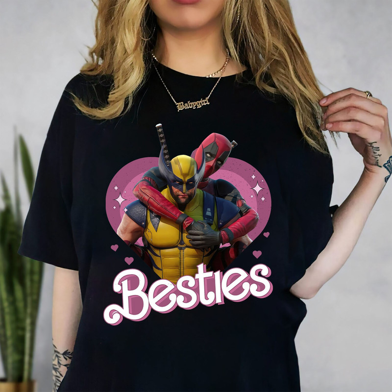 Cute Deadpool Wolverine Besties Forever Comfort Color Shirt, Deadpool Wolverine Shirt, Superhero Best Friends Shirt, Men's and Women's 1.jpg