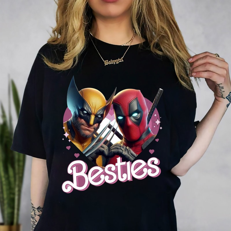 Cute Deadpool Wolverine Besties Forever Comfort Color Shirt, Deadpool Wolverine Shirt, Superhero Best Friends Shirt, Men's and Women's.jpg