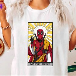 deadpool jesus tarot card shirt, deadpool wolverine shirt, superhero besties shirt, superhero x-men superhero shirt