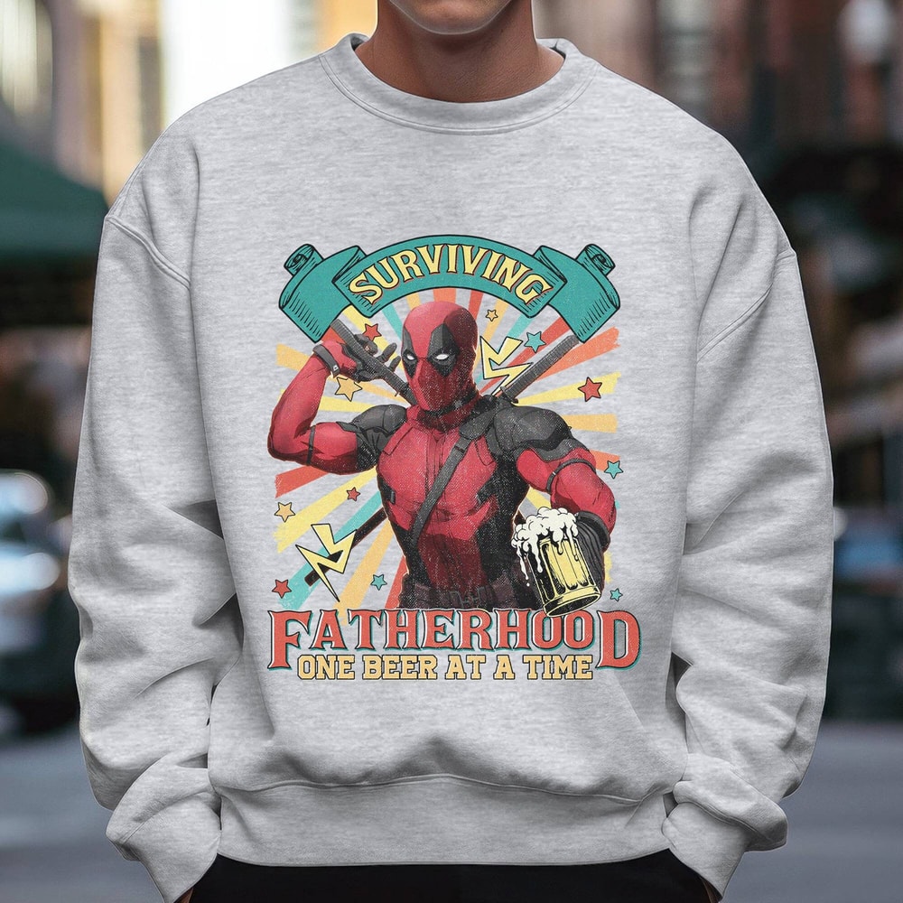 Deadpool Dad Surviving Fatherhood One Beer At A Time Father's Day Shirt Dadpool Superhero Family Shirt Gift For Dad.jpg