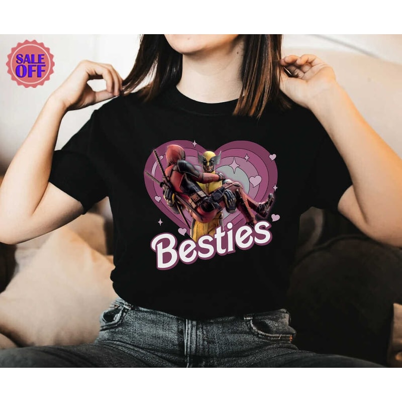 Deadpool Wolverine Besties Forever Retro Pink Shirt, Wolverine Deadpool Movie Tee, Superhero Best Friends Shirt, MCU Fan Gift, Deadpool LFG.jpg