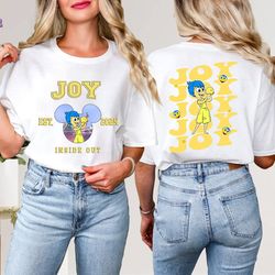 joy est pixar inside out characters two-sided shirt, today is a core memory day, inside out 2 movie 2024, disneyland
