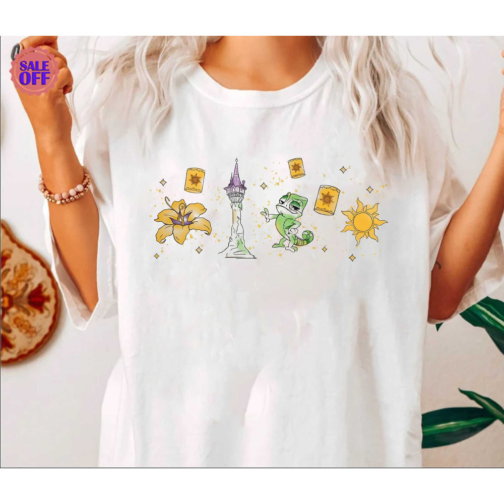 Pascal Tower Lantern Minimalist Comfort Colors Shirt, Tangled Rapunzel Princess T-shirt, Magic Kingdom, 2024 Family Vacation.jpg