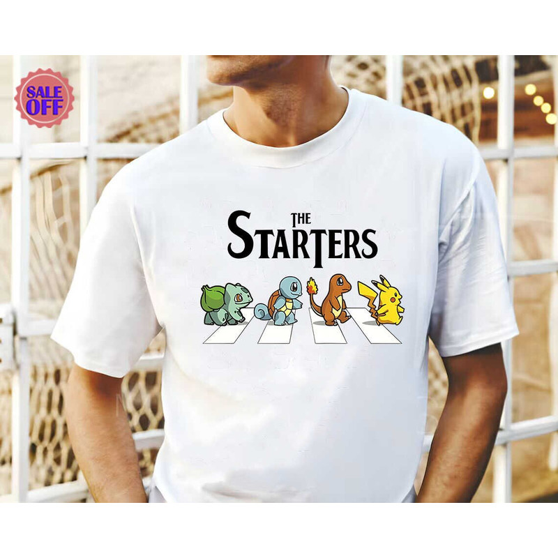 The Starters Poke, Abbey Road Pokes Crossover Shirt, Classic Starters Meet The Beatles Shirt, Pika Pika Shirt, Crossroads Unisex Shirt.jpg