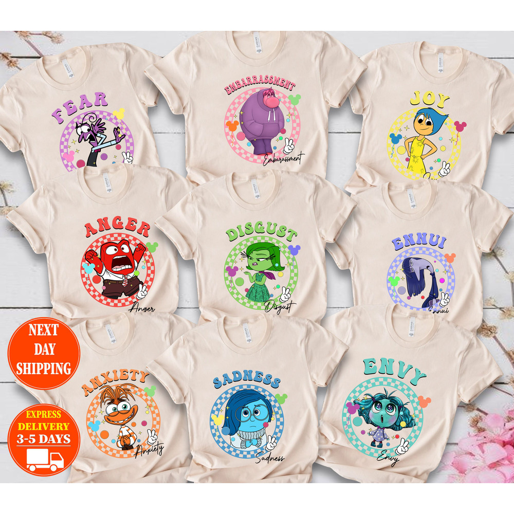 Inside Out Characters Shirts, Inside Out Sweatshirt, Inside Out Group Matching, Inside Out Family Party, Joy Sadness Fear Anxiety Shirt 2.jpg