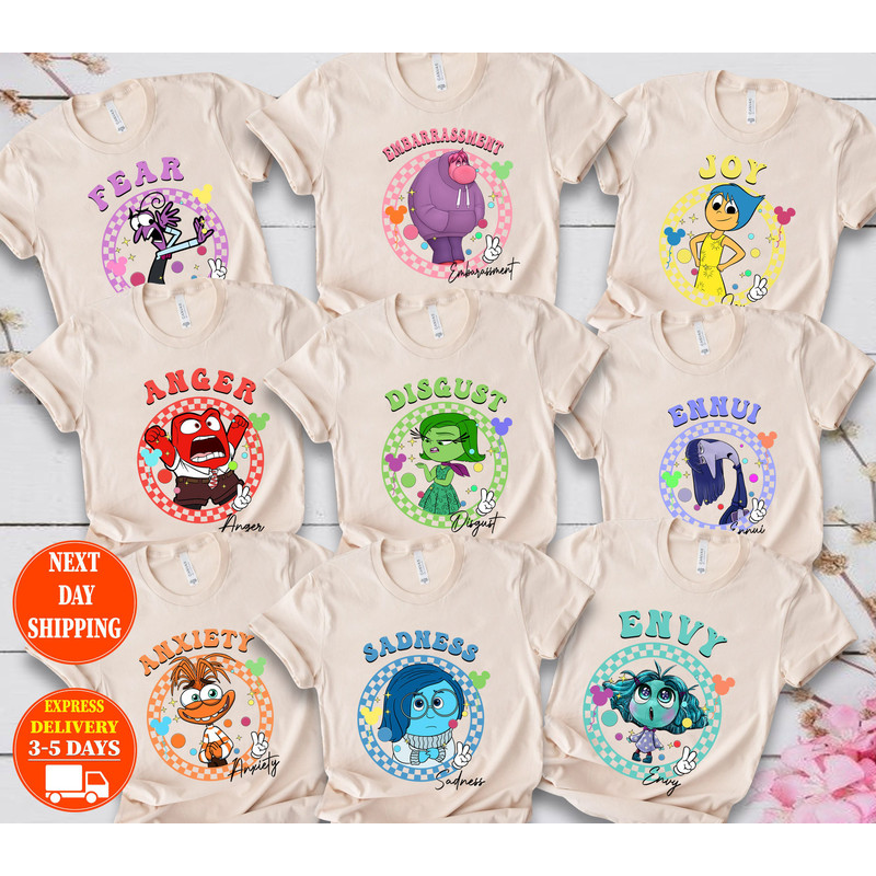 Inside Out Characters Shirts, Inside Out Sweatshirt, Inside Out Group Matching, Inside Out Family Party, Joy Sadness Fear Anxiety Shirt 2.jpg