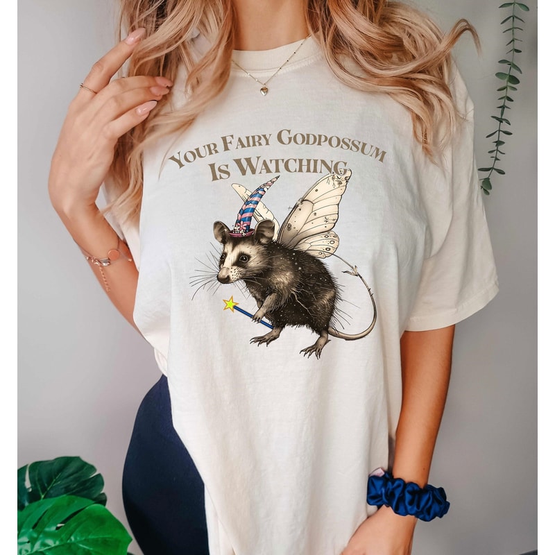 Cute Fairy God Possum Shirt, Funny Opossum Meme Sarcastic Shirt, Opposum Lover Gift, Mental Health Shirt.jpg