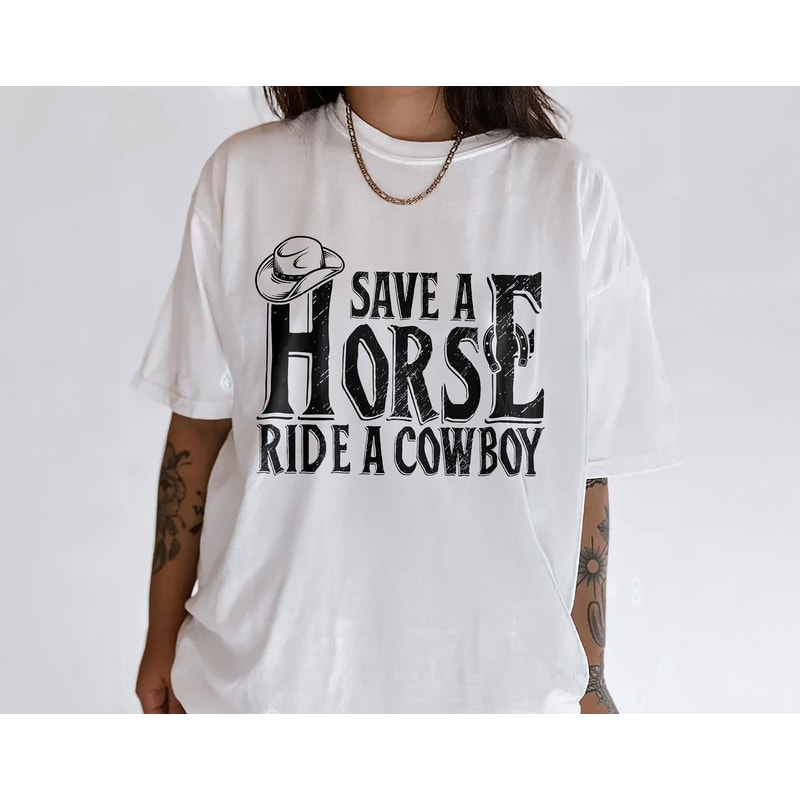Funny Retro Cowboy Shirt, Save a Horse Ride a Cowboy Shirt, Rodeo Western Shirt for Men Women, Country Shirt.jpg