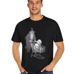 gandalf pushing gollum in a shopping cart, graphic tee, comfort colorsr lotr fan t shirt, funny meme, trail cam, trendin