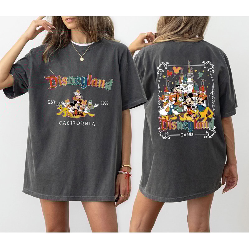 Two sided Vintage Mickey And Friends Disneyworld, Disneyland Est 1955 California Comfort Colors Shirt, Family Trip 2024.jpg