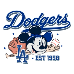 la dodgers est 1958 mickey baseball svg