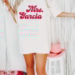 custom mrs. bride oversized t-shirt, custom comfort colors tee, custom text