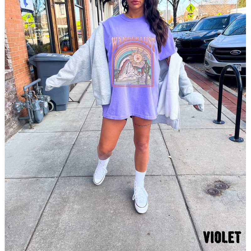 Wanderlust Comfort Colors Oversized Tee, Wanderlust Graphic Tee, Bohemian Style Wanderlust Shirt, Vintage Inspired Cotton Oversized T-shirt-2.jpg