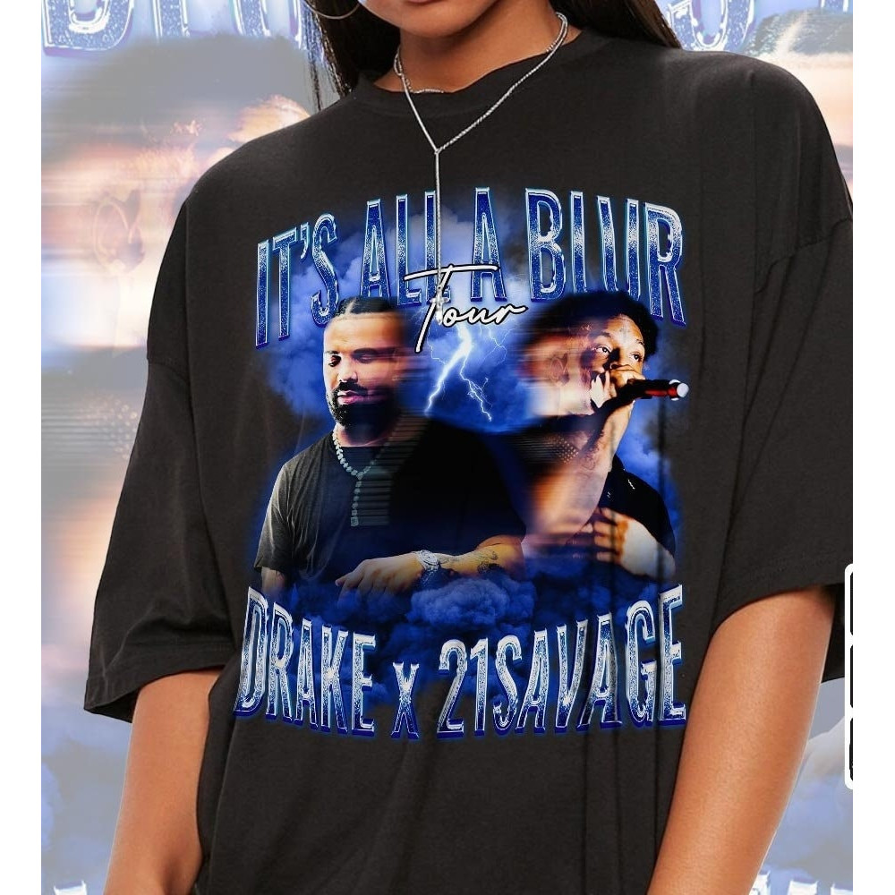 Drake 21 Savage Rap Shirt, Drake It's All A Blur Tour 2023 90s Y2K Style Sweatshirt, Drake Rap Bootleg Concert Unisex Gift Hoodie.jpg