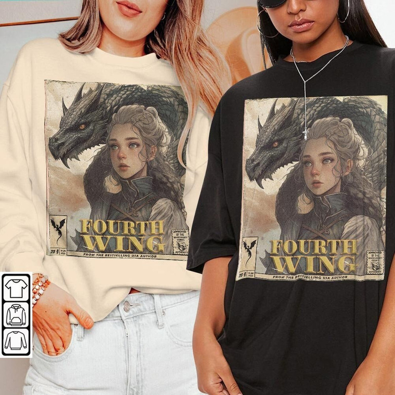 Fourth Wing Comic Shirt Rebecca Yarros Violet Sorrengail 90s Vintage Merch Book Art Dragon Rider Shirt.jpg
