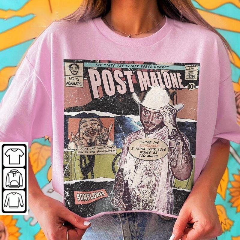Post Malone Comic Shirt, 90S Vintage Merch Book Art Twelve Carat Toothache Album World Tour Tickey 2023 Graphic Tee Gift.jpg