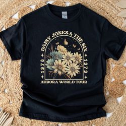 wildflower aurora concert t-shirthoodiesweatshirt, boho daisy jones merch, the six band tshirt