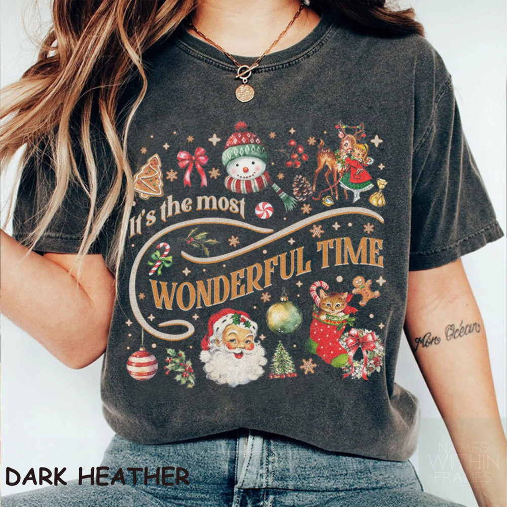 Retro Christmas It's the most wonderful time of the year Shirt, Santa Retro Christmas, Vintage Christmas doodles Shirt, Winter Sweater.jpg