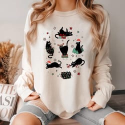 christmas black cat shirt, black cat christmas t-shirt, kitten christmas shirt