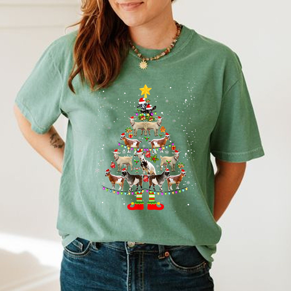 Christmas T-Shirt, Animal Christmas Shirt, Cute Goats Shirt, Farm Animal Shirt, Goats Christmas Shirt, Holiday Shirt, Goat Light Tees.jpg