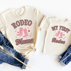 my first rodeo birthday family matching shirt, 1st rodeo western farm theme birthday party shirt, cowboy cowgirl rodeo