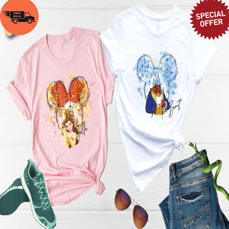 Disney Princess Belle and Prince The Beast Shirt, Honeymoon Shirt, Disney Princess Shirt, Disney Prince Shirt, Disney Lover Shirt.jpg