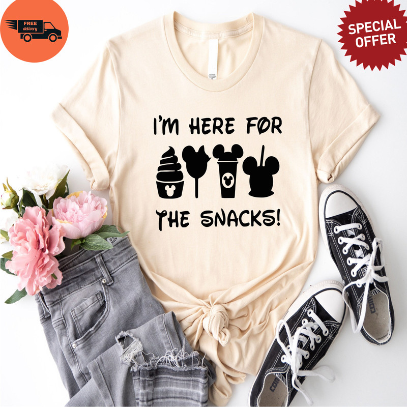 Disney Snacks Shirt, I'm Here For The Snacks, Disney Food Beer Shirt, Disney Vacation Shirt, Magic Kingdom Shirt, Disney Trip Shirt.jpg