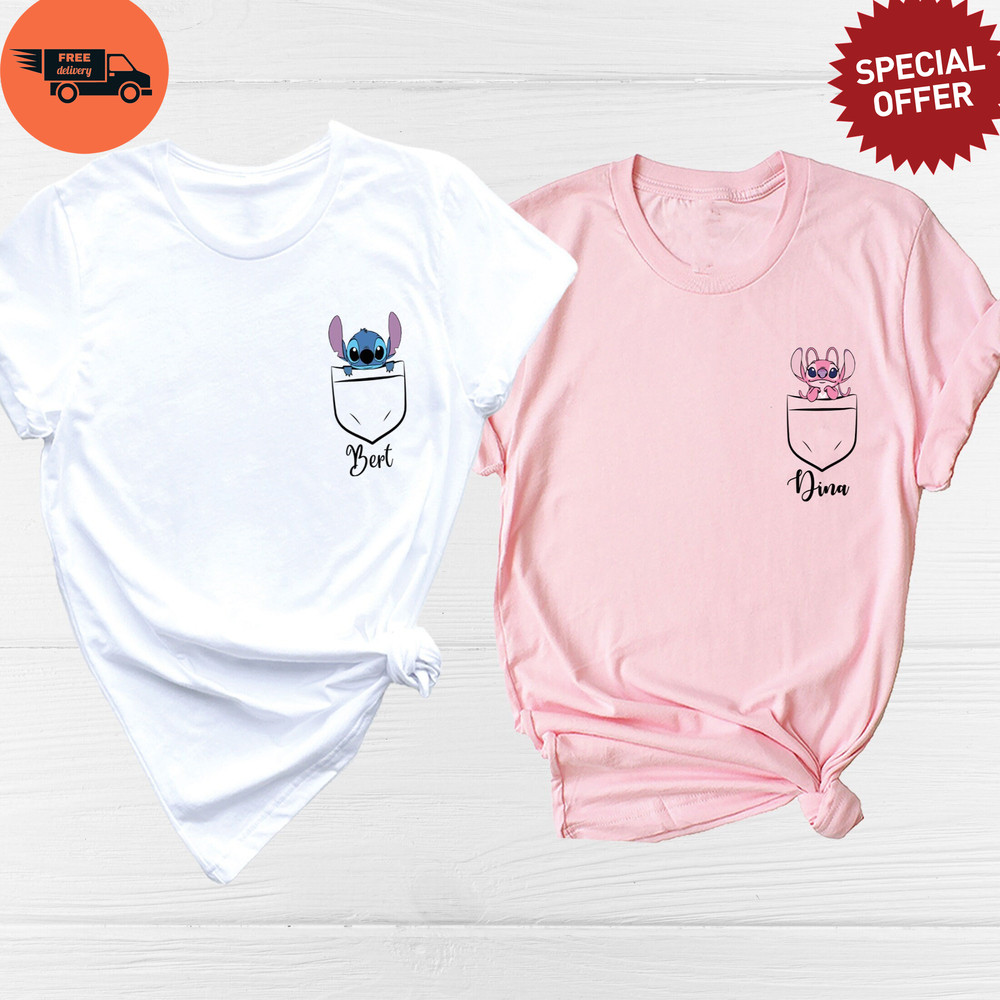 Disney Stitch Couple Shirts, Pink Stitch Shirt, Disney Stitch and Angel Shirts, Disney Couple Trip Shirts, Disneyland Matching Shirts.jpg