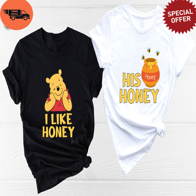 Disney Winnie The Pooh Couple Shirt, Winnie The Pooh and Honey Shirt, Winnie The Pooh Shirt, Disney Pooh Bear Shirt, Disney Couple Shirt.jpg
